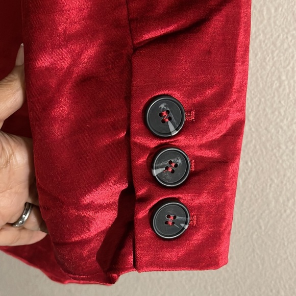 FREE PEOPLE Ashby Brushed Velvet Holiday Christmas Red Blazer Oversized Size M - Picture 10 of 16